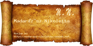 Madarász Nikoletta névjegykártya